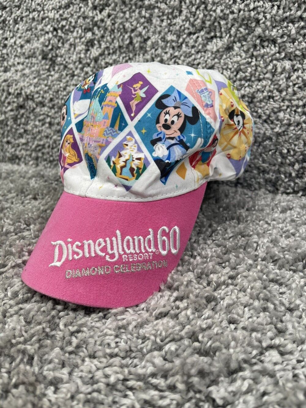 Disneyland Resort 60TH Diamond Anniversary Pink Youth Adjustable Baseball Hat